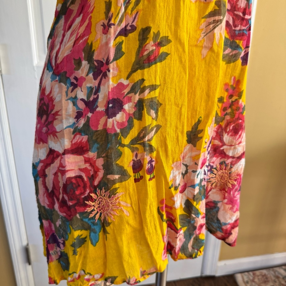 Simi 100% Cotton Floral Print Embroidered Detail Dress Cover Up S - Picture 4 of 10